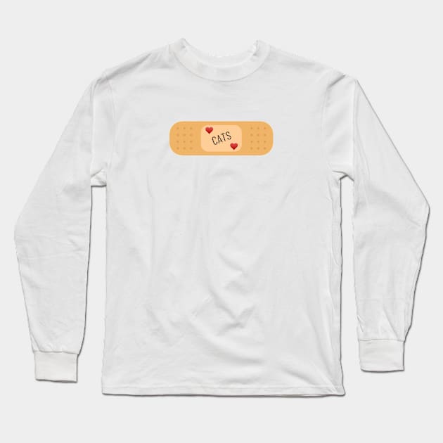 Cats lovers patch - bandaid Long Sleeve T-Shirt by Bailamor
